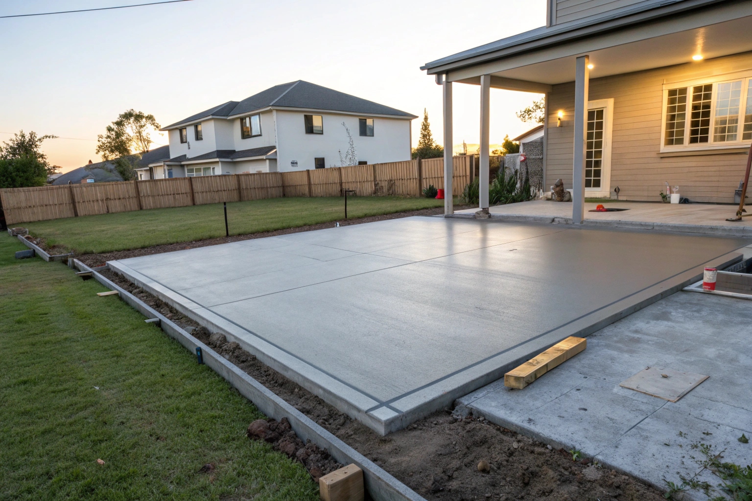 a-freshly-poured-concrete-slab-on-a-residential-bl freshly poured concrete slab on residential block in Newcastle NSW