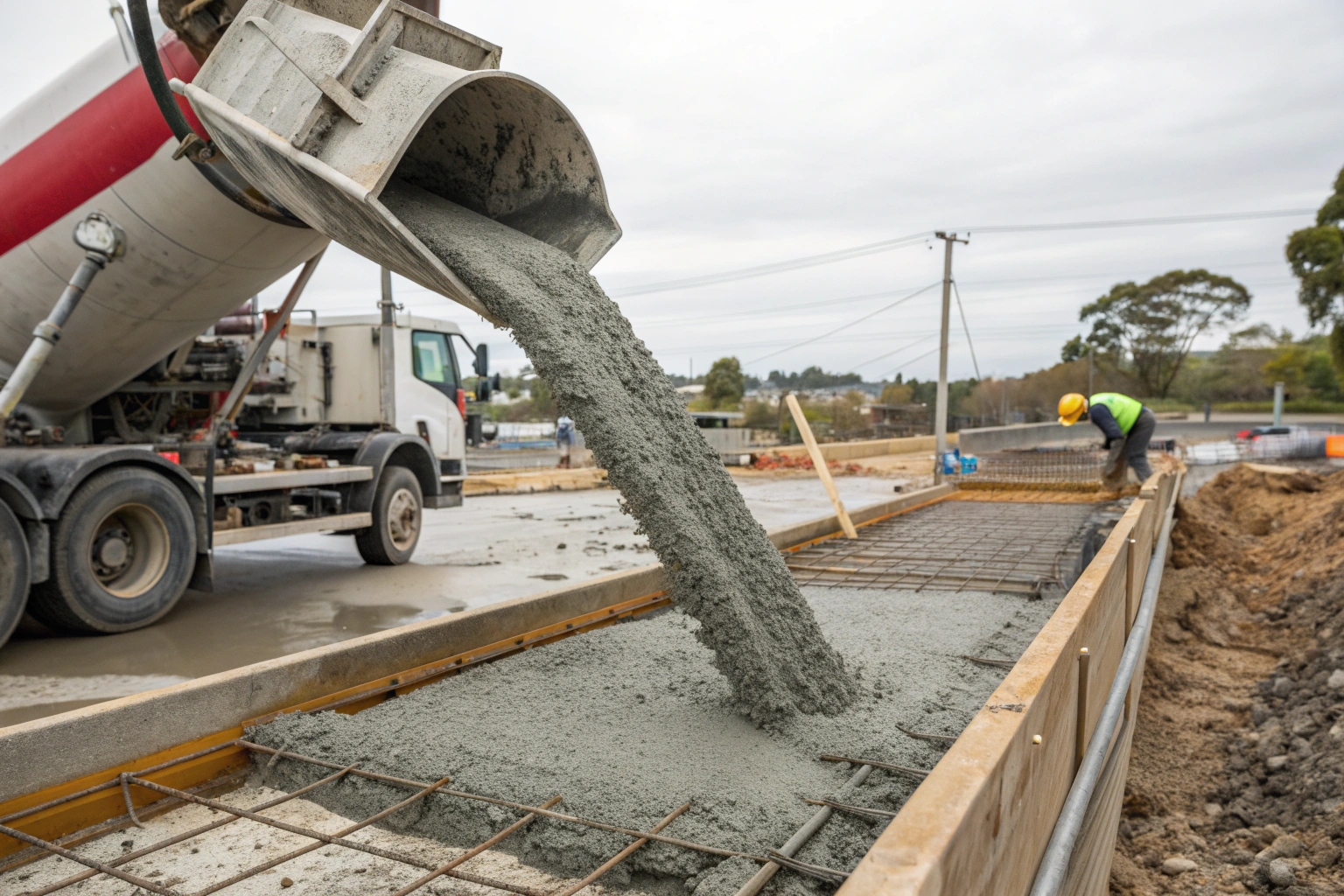 Fresh concrete delivery Newcastle construction site pour