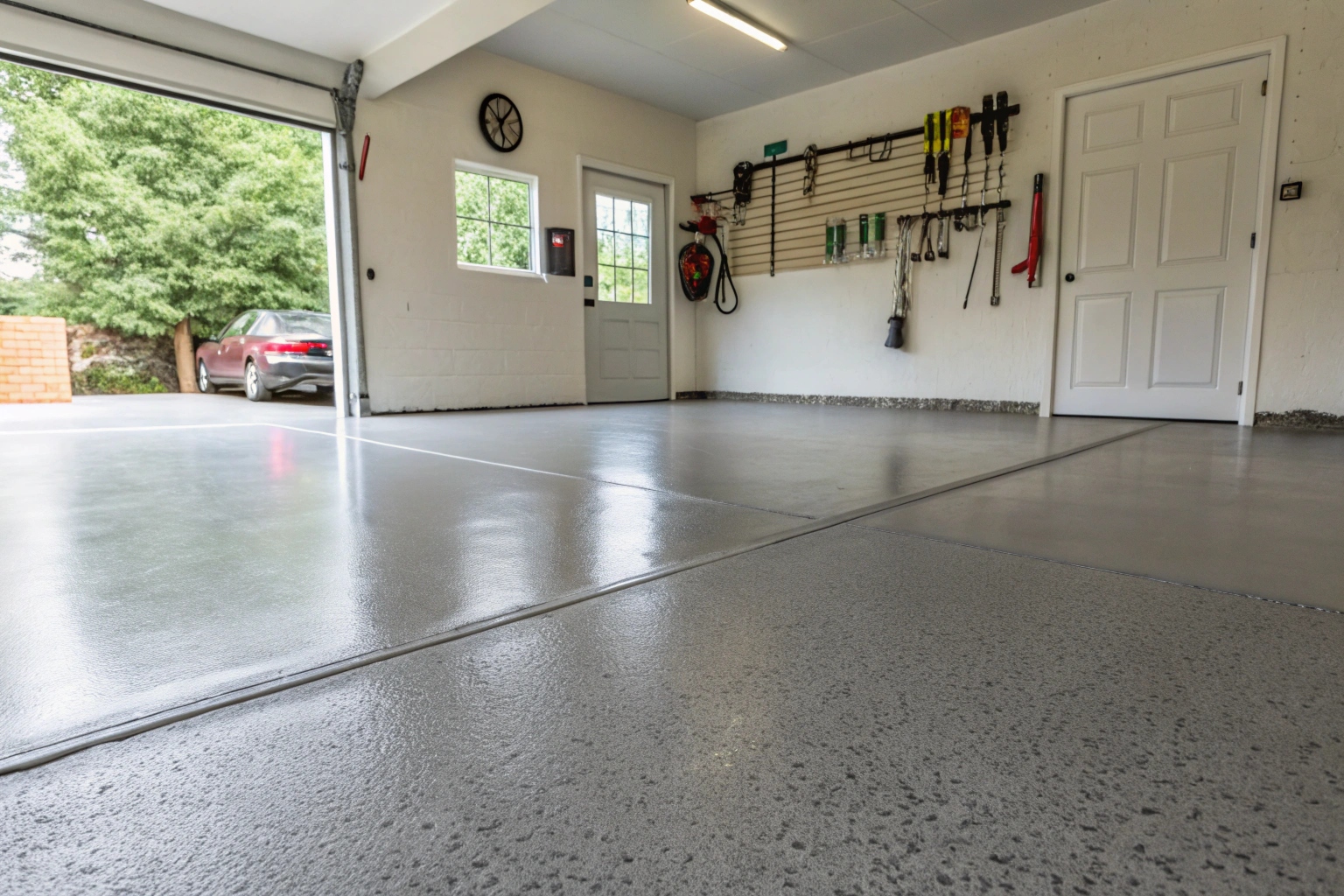 Plain concrete garage floor residential property Newcastle