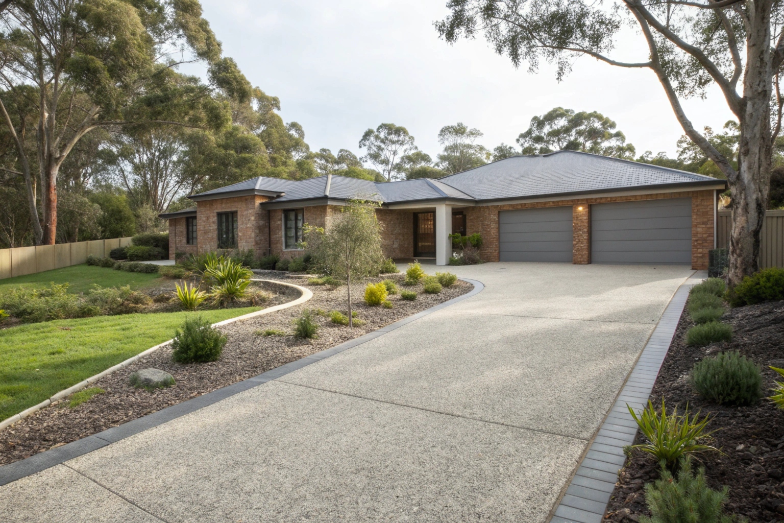 Exposed aggregate concrete driveway at Newcastle residential property
