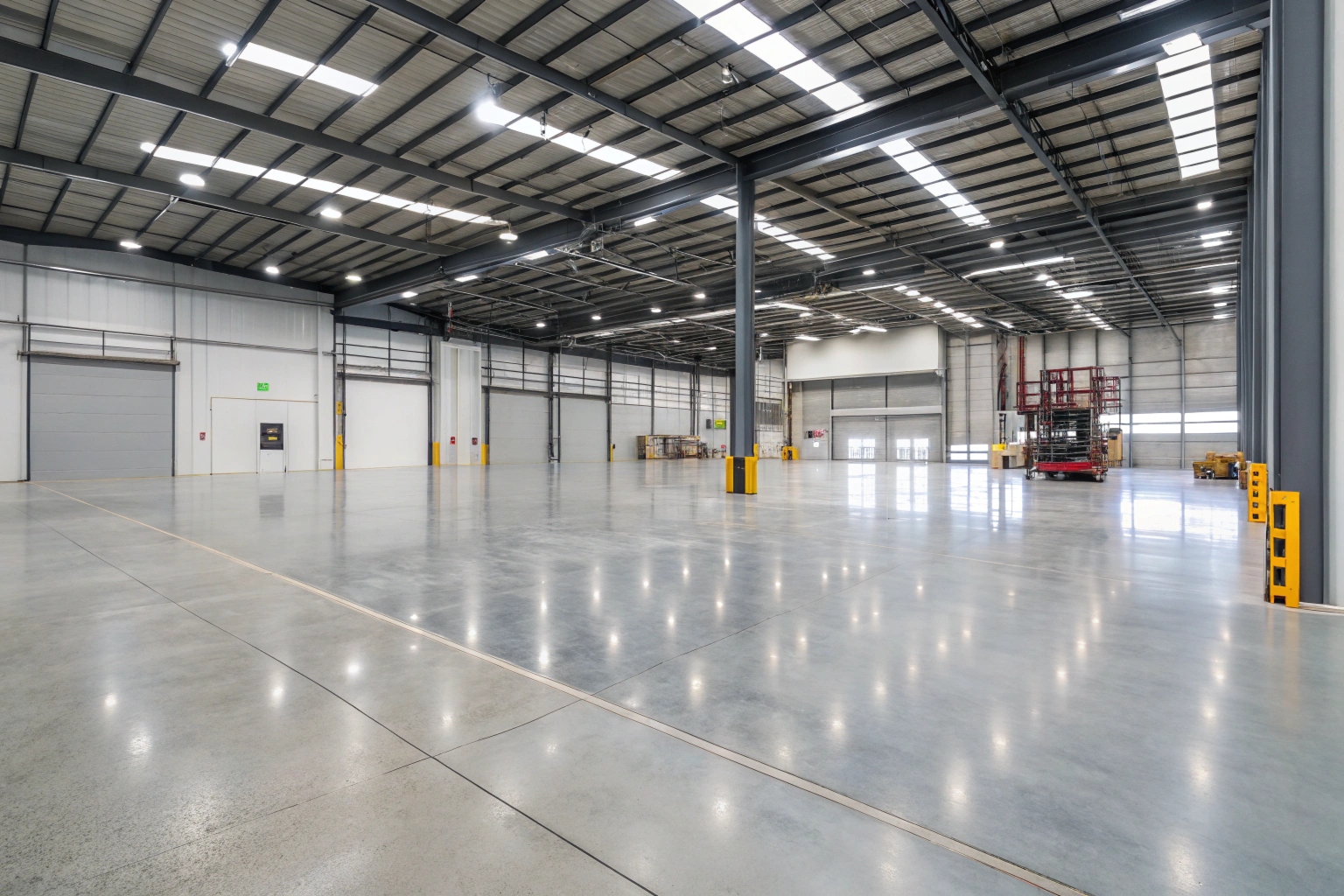 modern-warehouse-interior-with-smooth-grey-concret Commercial warehouse concrete floor Newcastle industrial facility