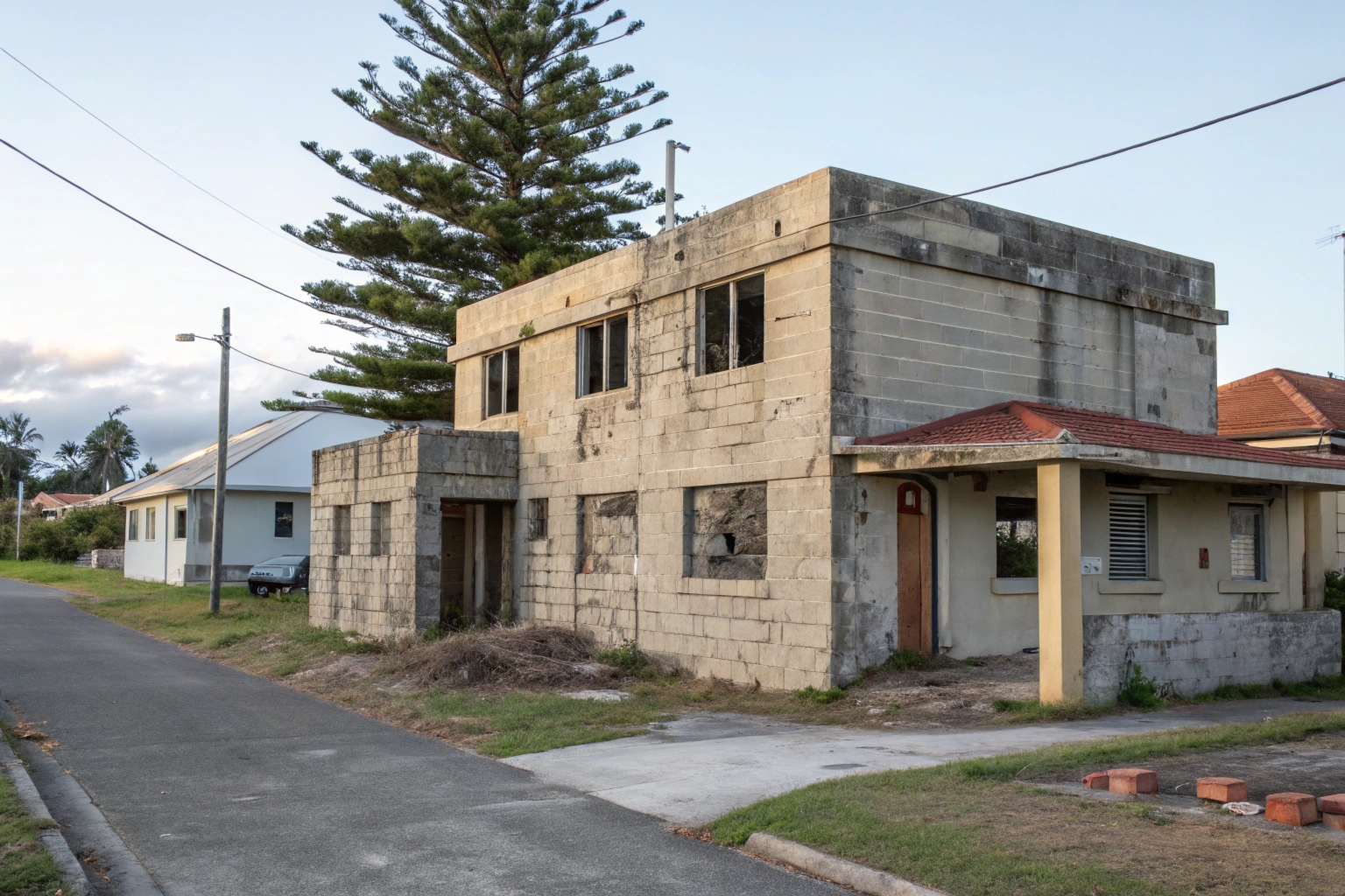 Old concrete structure requiring demolition in Newcastle suburb