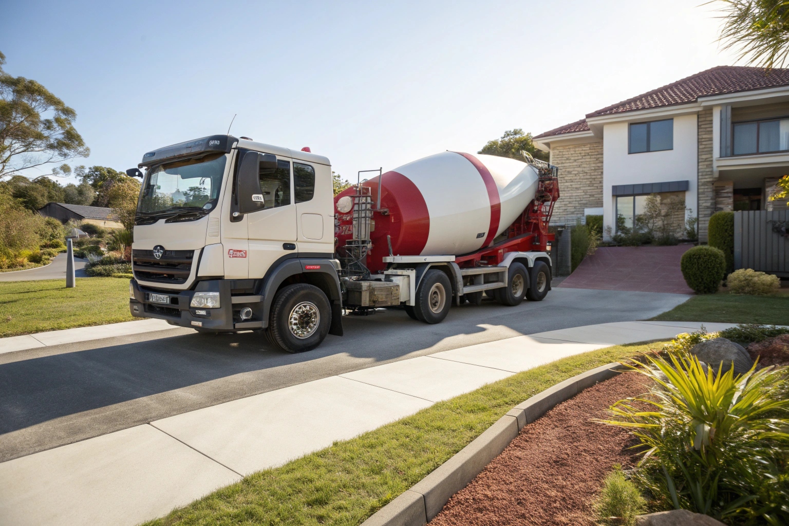 Concrete delivery truck Newcastle residential driveway service